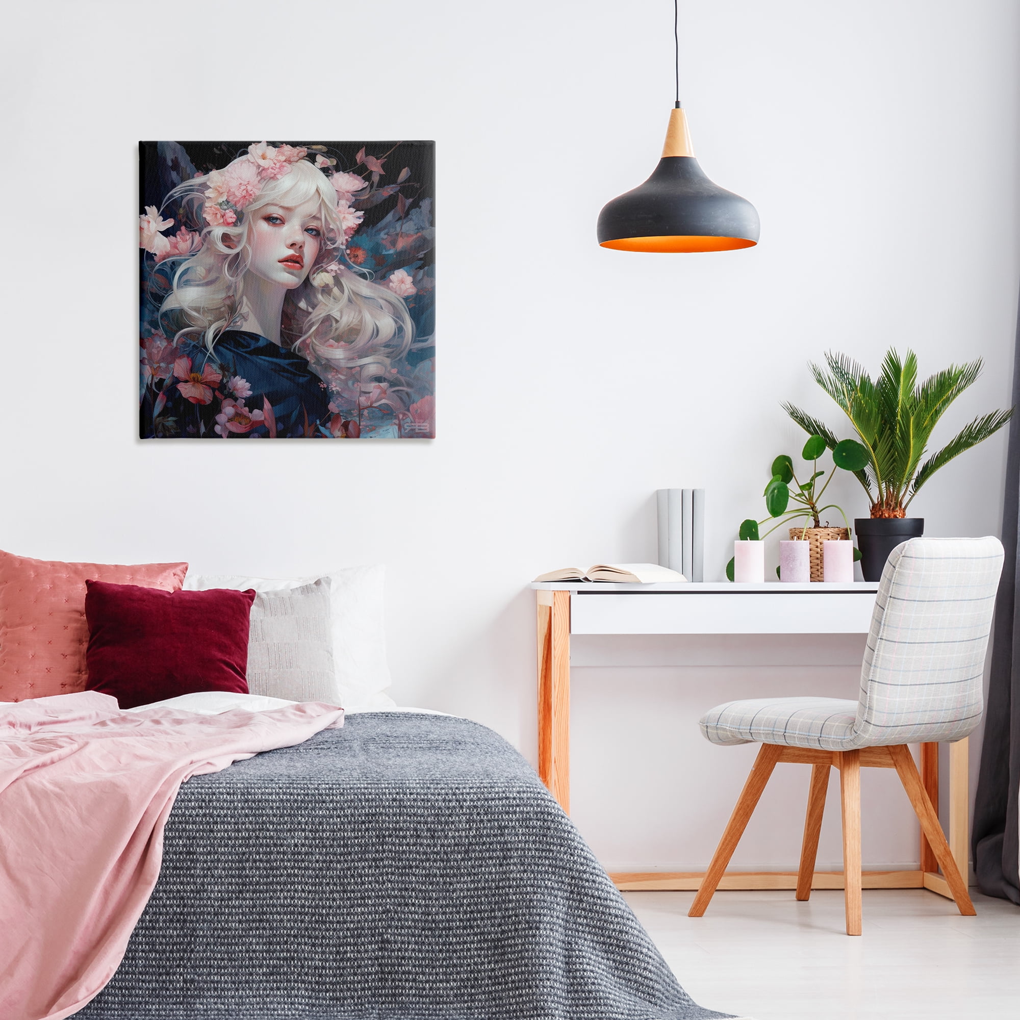 Stupell Industries Delicate Florals Portrait People Painting Wrapped Canvas Art Print Wall Art, 30 x 30