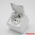 thumbnail image 5 of Base de empotrar IP44 blanca para exterior e interior, con junta de estanqueidad, tapa abatible, base con contacto de protección reforzado Rojo Verde, 5 of 5