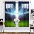 thumbnail image 3 of Sports Blackout Curtains Set Soccer Ball on Green Huge Football Field Rod Pocket Window Curtain for Bedroom or Living Room W42 x L63 Inch, 3 of 5