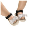 thumbnail image 3 of 2025 Clearance under $5 asdoklhq Baby Shoes,Baby Girls Striped Bow Sandals Soft Non-Slip Rubber Sole Flat Walking Shoes, 3 of 9