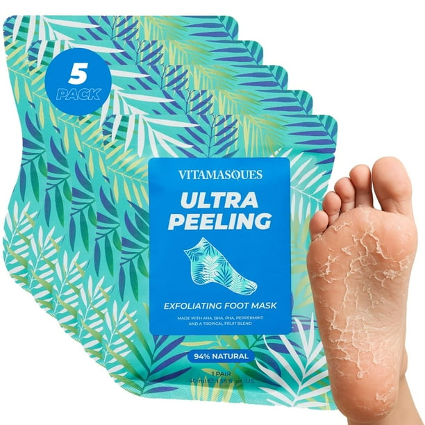 Mascarilla exfoliante para pies Vitamasques Ultra, paquete de 5