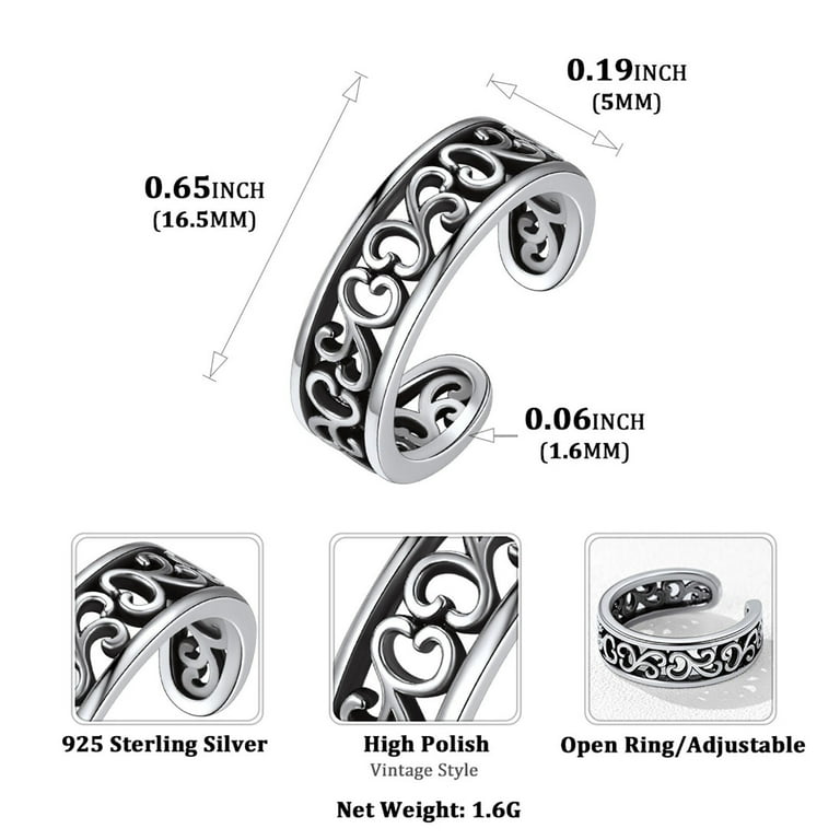 Sterling Silver Antiqued Flower 5mm Band Toe Ring Sterling Silver Antiqued Flower 5mm Band Toe Ring