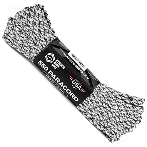 Bracelets Lanyards Atwood Rope MFG 550 Paracord 100 Feet 7-Strand Core Nylon Parachute Cord Outside Survival Gear Made in USA Keychain Handle Wraps 
