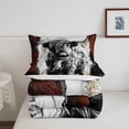 thumbnail image 2 of Erosebridal Highland Cow Comforter Set King,Bull Cattle Bedding Set,Gold Grey Marble Duvet Insert Men,Wildlife Farmhouse Cow Down Comforter with 2 Pillowcases Home Room Decor, 2 of 7