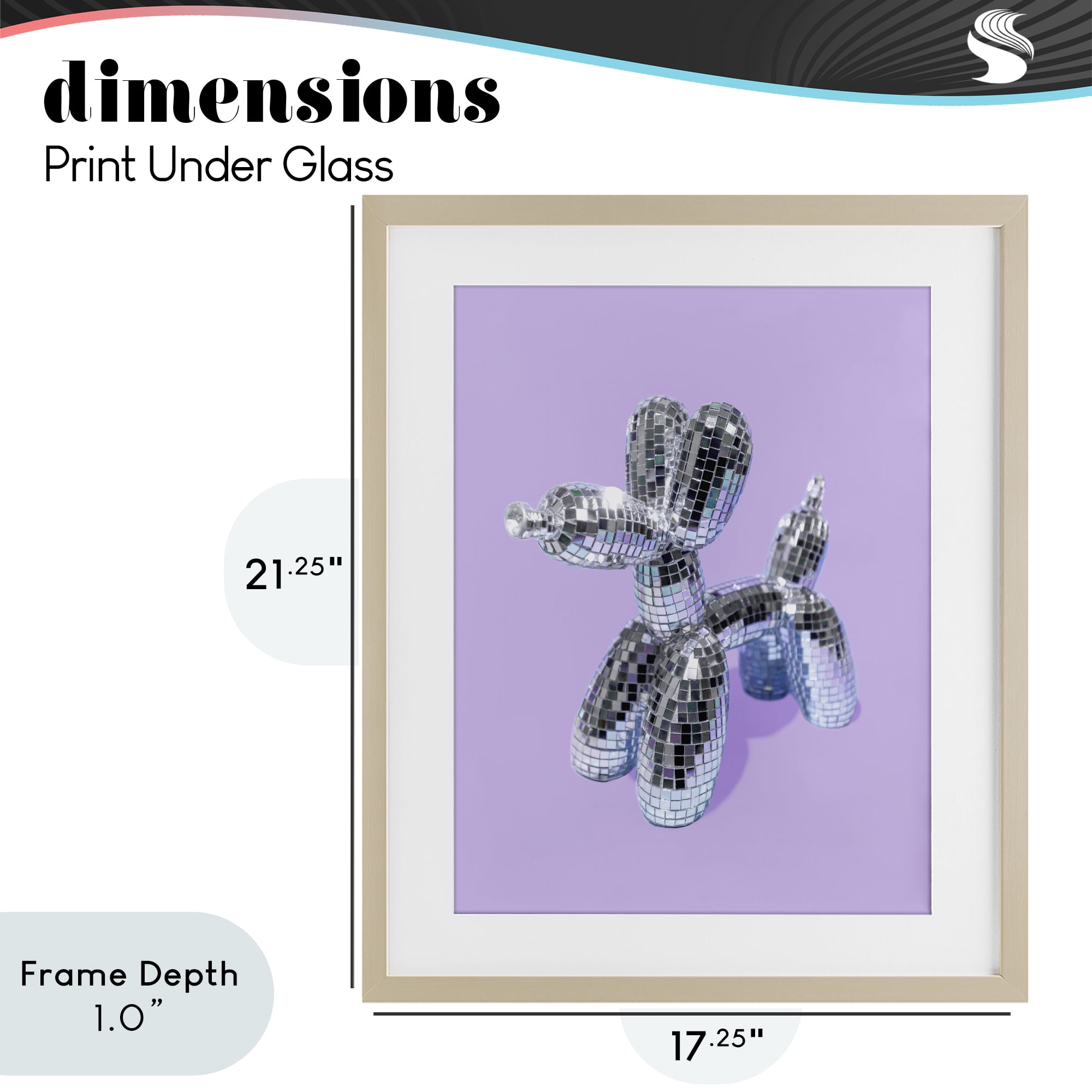 Stupell Industries Disco Balloon Animal on Lilac Birch Framed Print Under Glass, design by LISH Creative