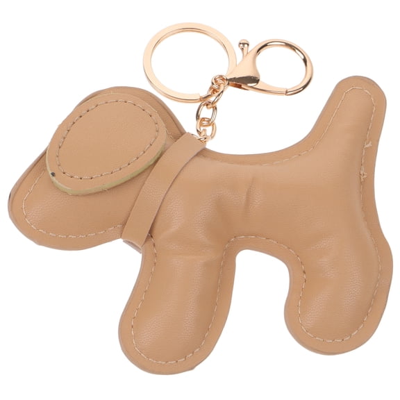Soimiss 1Pcs Cute Animal Keyring Dog Shape Keychain Light Brown PU Mobile Phone Ornament Travel Women