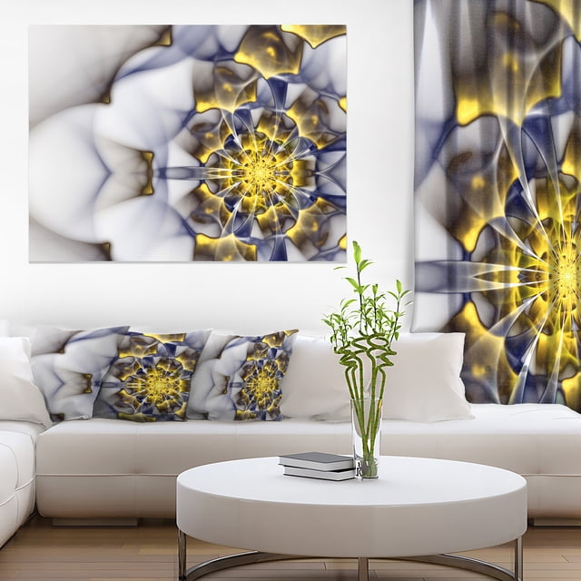 Unique Gold and White Fractal Flower - Floral Canvas Art Print