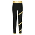 thumbnail image 2 of CHICTRY Kids Girls Figure Skating Leggings Spiral Metallic Striped Dance Pants Shiny Rhinestones Gym Pants Gold 16, 2 of 7