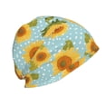 thumbnail image 2 of KLL White Polka Dot Sunflower A Winter Fall Beanie Knit Hats for Men & Women - Warm & Soft Stylish Toboggan Caps for Cold Weather, 2 of 6