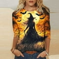 thumbnail image 2 of FDGIU 2025 Women's Plus Size Tunic Tops - Funny Halloween Novelty Shirts, 3/4 Length Sleeve Crew Neck Blouse, Loose Fit Casual Fall Winter Tops, 2 of 5