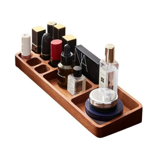 CHUNYAN Vintage Wooden Lipstick Makeup Storage Box Desktop Sundries Lipstick Jewelry Display Box Home Decoration Cosmetic Organizer Box