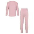 thumbnail image 2 of Miutii Kids Striped Thermal Underwear Set Boys Girls Long Johns Base Layer Long Sleeve T-Shirt Tops with Leggings Set Pink 3-4, 2 of 7