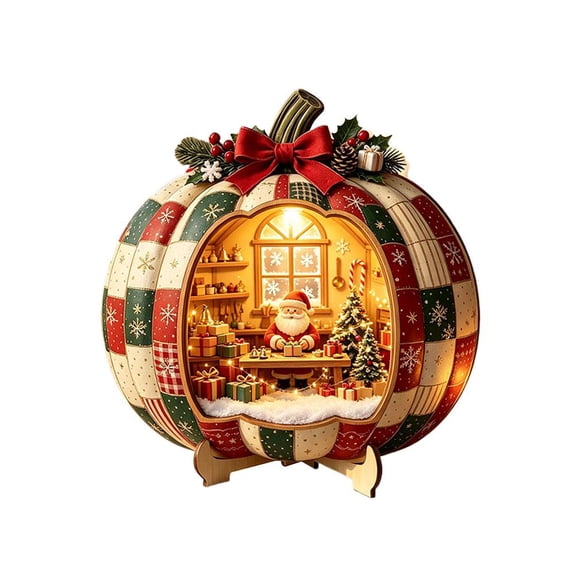 IFRINID Wooden Christmas Tabletop Ornament, 7.87 Inch Layered Holiday Standing Decoration with Base for Desk, Mantel and Shelf Decor