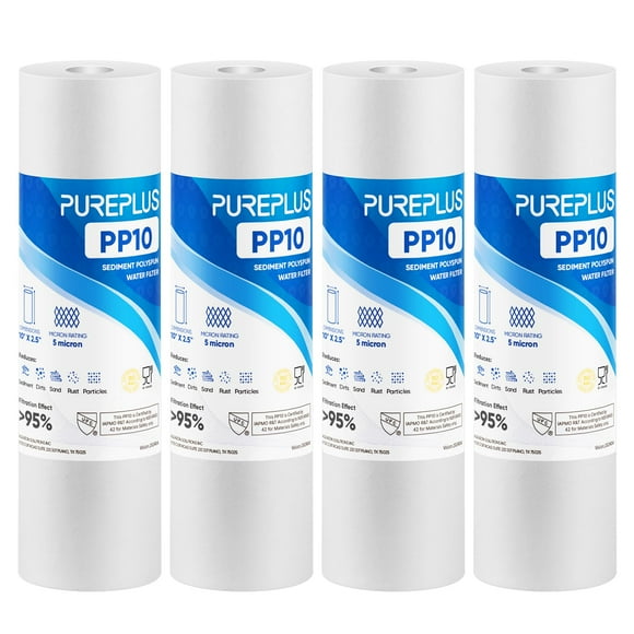 PUREPLUS 5 Micron 10" x 2.5" Whole House Sediment Home Water Filter Cartridge Replacement for Any 10 inch RO Unit, Culligan P5, Aqua-Pure AP110, Dupont WFPFC5002, CFS110, WHKF-GD