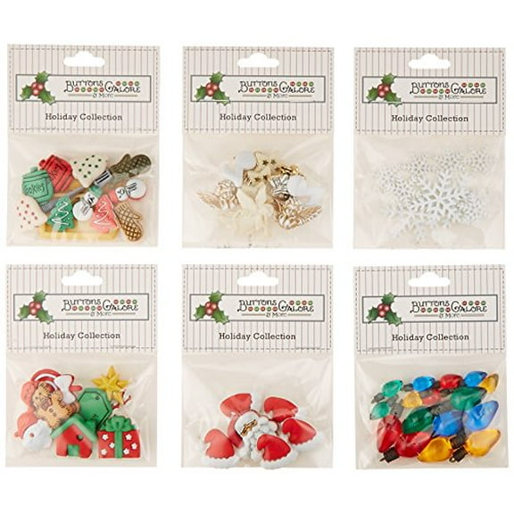 Buttons Galore Christmas Button Theme Packs-Set of 6