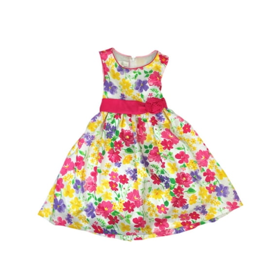 American Princess Girls Pink Yellow & Purple Floral Party Dress Flower Girl 5