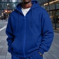thumbnail image 5 of Full Zip Fleece Hoodie for Men Oversized Long Sleeve Pocket Loose Fit Streetwear Athletic Zip Up Sweatshirt Royal Blue XL, 5 of 7