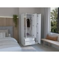 thumbnail image 2 of Depot E-Shop Twardrobe with 3 doors, one mirror, two drawers, four shelves,White, 2 of 5