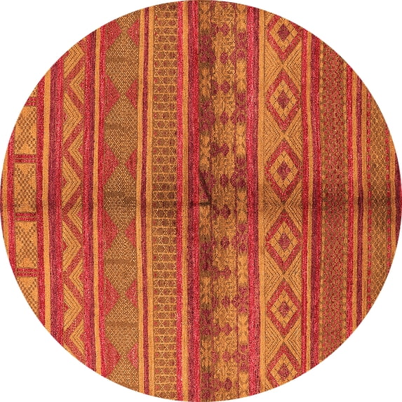 Ahgly Company Indoor Round Solid Orange Modern Area Rugs, 5' Round