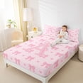 thumbnail image 3 of Manfei Kawaii Bows Full Size Sheets For Girls,Pink Letter A Initial Lettering Bed Sheets,4 Pieces, 3 of 6