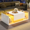 thumbnail image 3 of Noble House High Gloss Coffee Table,Open Storage with 1 Drawer & LED Lights,White, 3 of 8