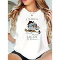 thumbnail image 1 of 1pc Women'S Casual Crew Neck Short Sleeve T-Shirt with Quirky Owl Graphic, Polyester Knit Fabric with Medium Stretch, All-Season Fashion Top, 1 of 6