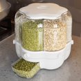 thumbnail image 4 of Rotating Grain Dispenser Rice Sealed Storage Bin Kitchen Organizer (White), 4 of 9