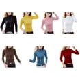 thumbnail image 4 of Qarigey Camiseta y cómoda de algodón con medio cuello, ropa interior de manga larga, jersey que combina con todo, abrigo elástico, delicado y Prendas para la parte del cuerpo Negro Negro L Qarigey AP013430-01, 4 of 6