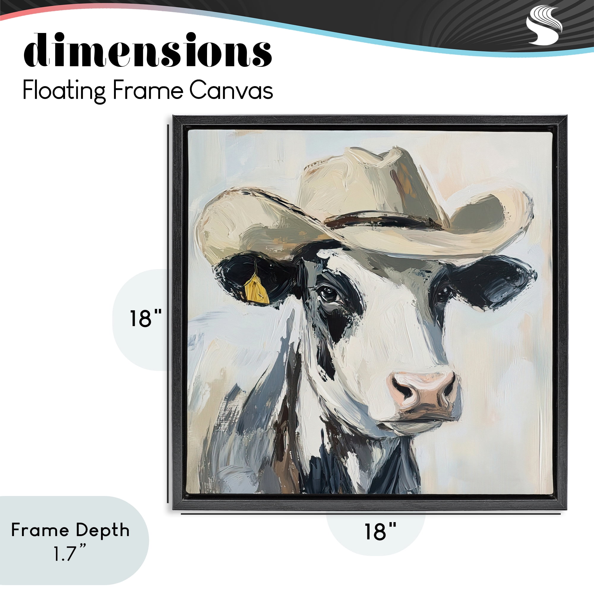 Stupell Industries Cowboy Carl Cow Black Framed Floater Canvas Wall Art, design by Tina LeCour