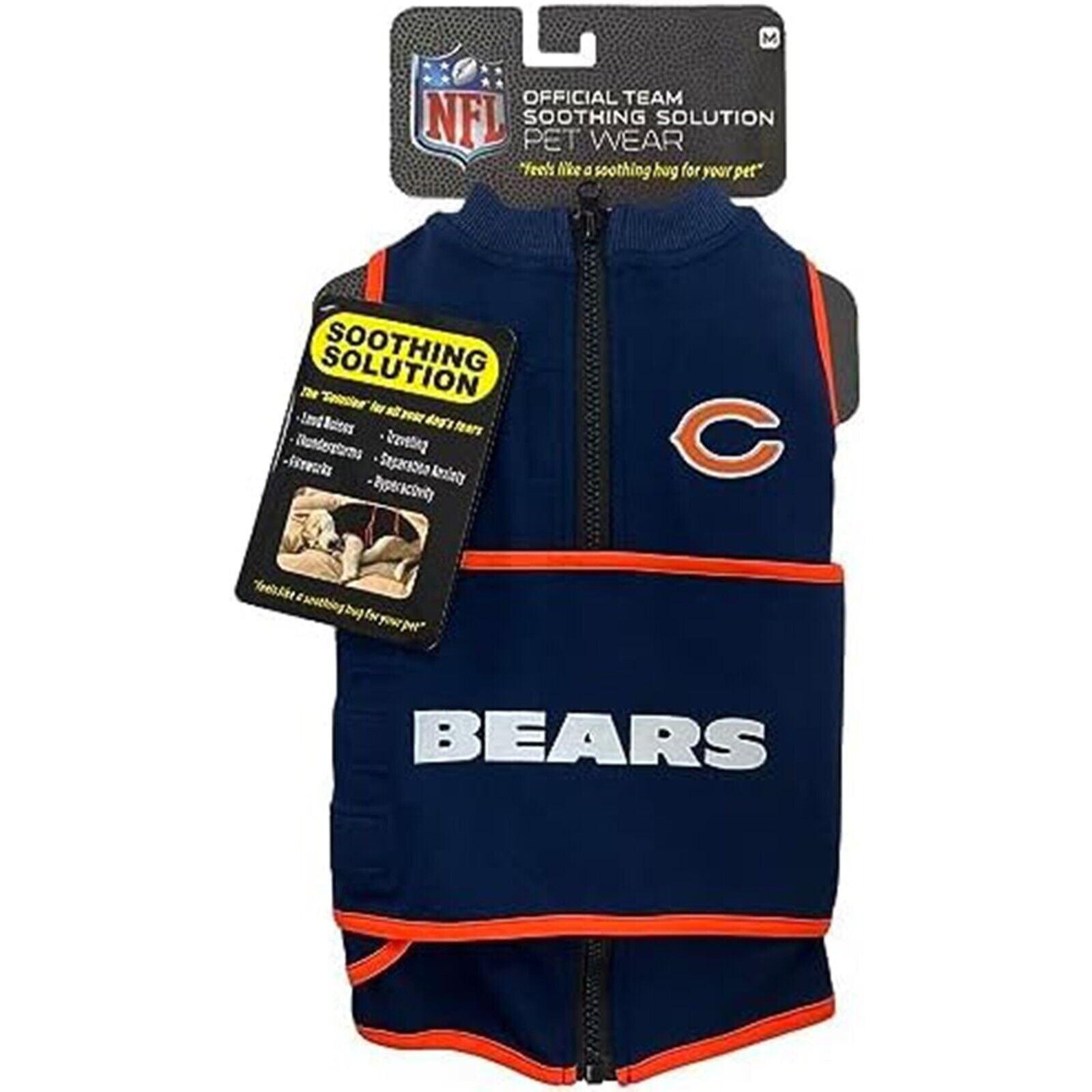 Pets First NFL Chicago Bears Dog Anxiety Calming Shirt Soothing Solution Vest, Dogs & Cats Keeps Dogs Calm & Feeling Safe, Relaxing Jacket, Xsmall