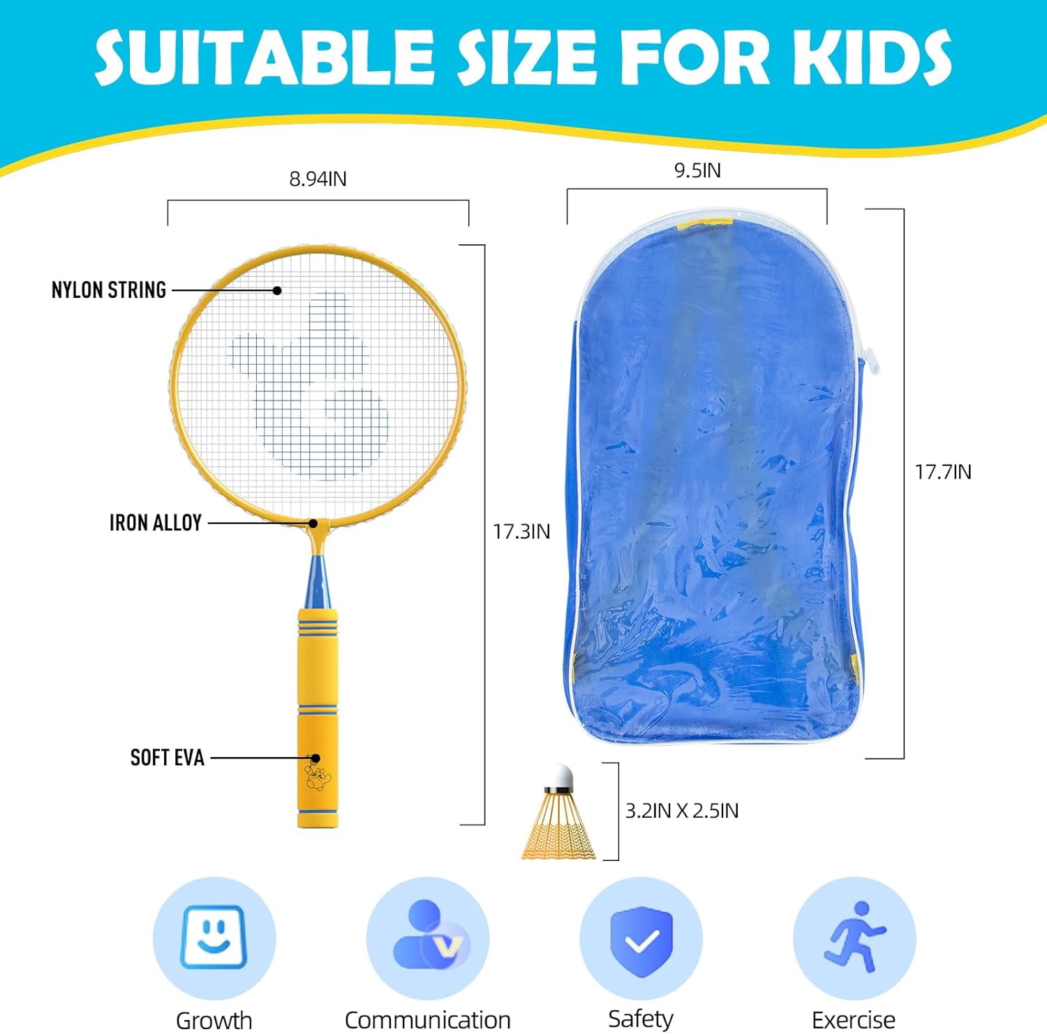 Badminton Rackets Set with Soft Grip, Oversize & Lightweight Shuttlecocks Racquet with Carry Bag for Sport Game Indoor Outdoor Backyard