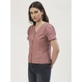 thumbnail image 2 of DressBerry Women's Printed Cotton Poplin Short Puffed Sleeves Blouse Buttoned Closure V Neck Lightweighted Casual&nbsp;Summer Wear Waist Length Regular Top, 2 of 7