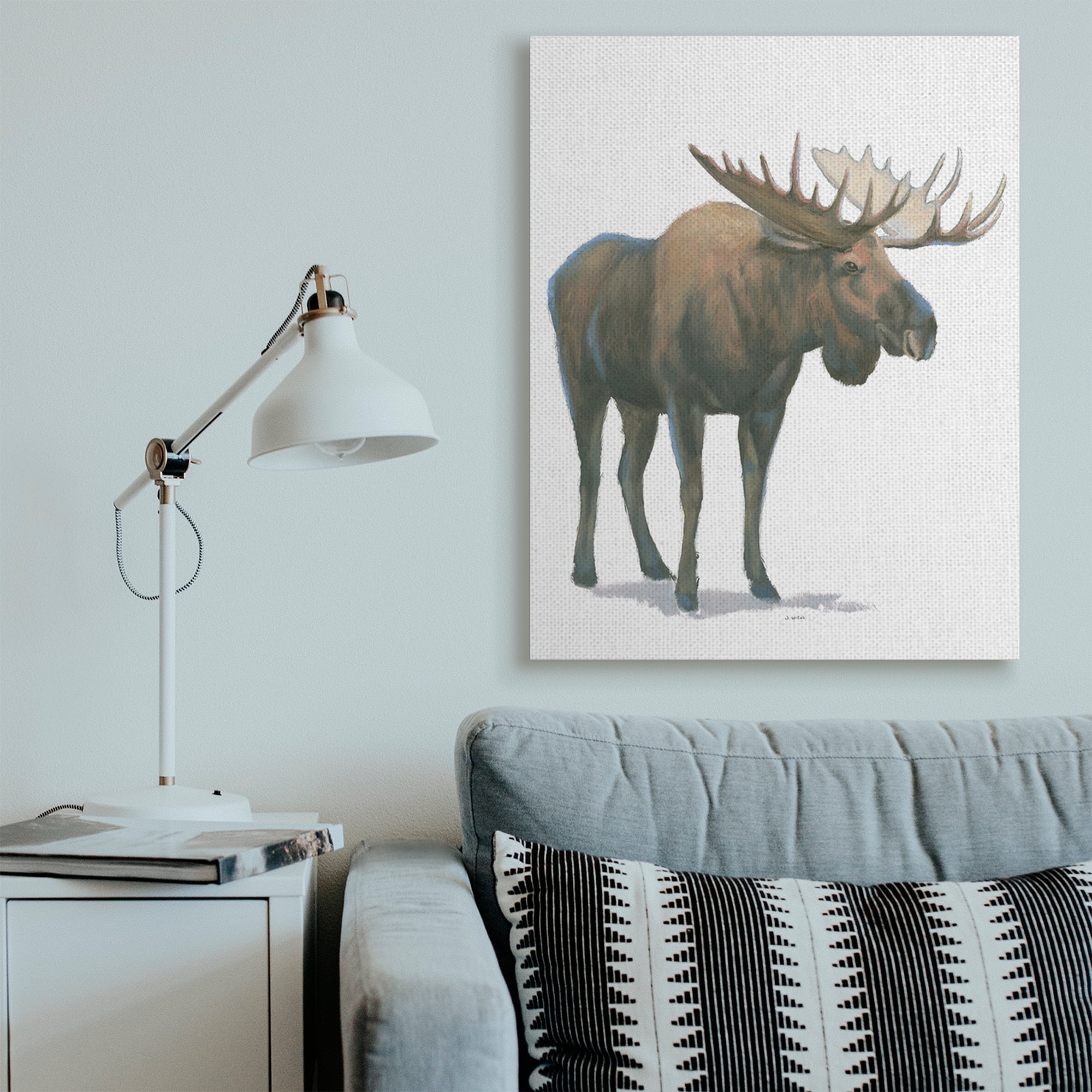 Stupell Industries Minimal Northern Moose Wild Woodland Animal Canvas Wall Art, 36 x 48, Design by James Wiens