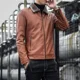 thumbnail image 3 of Chaqueta de cuero gruesa y con forro polar para hombre, chaqueta de negocios con cuello abatible, moda coreana, otoño/invierno, novedad de 2024, 3 of 5