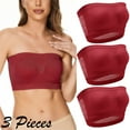 thumbnail image 3 of 3 Pieces Womens Non Padded Bandeau Sprots Bra Strapless Convertible Bralettes Basic Layer Top Bra, 3 of 6