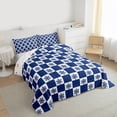 thumbnail image 3 of Feelyou Winter Snowflake Teens Queen Comforter Set, Blue Plaid Checkered Bedding Sets, Merry Christmas Reversible Bedding Comforter Set, Lightweight Room Decor, 3 Pieces, 3 of 8
