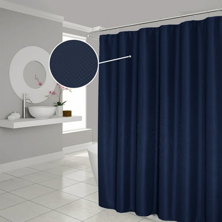 Dainty Home Hotel Collection Waffle Weave Solid Design Shower Curtain, 70 x 72 in Navy
