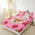 thumbnail image 4 of Feelyou Kawaii Fox Animal Bed Sheets, Fashion Red Rose Floral King Sheets, Teens Kids Boys Girls Sheet Set, Ultra Soft Bedroom Decor, 4-Piece, 4 of 7