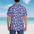 thumbnail image 4 of Susaid Blue Flower Skull Print Short Sleeve Shirts Button Down Casual Shirts Summer Beach Aloha Button Down Short Sleeve for Men ,Small, 4 of 7
