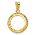 thumbnail image 3 of 14k Yellow Gold Rope Edge Frame Prong Setting Coin Bezel Pendant Mounting - Fits 14mm, 3 of 4