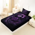 thumbnail image 4 of Feelyou Mystic Thunder Dragon Twin Sheet Sets for Men Boys, Magic Rose Animal Bedding, Dark Violet, 3 Pieces, 4 of 5
