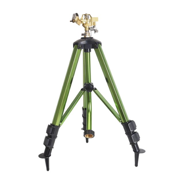 Aspersor con trípode giratorio, aspersor de impacto, aspersores para césped, riego de área grande de 360° para sistemas de refrigeración de césped y
