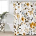 thumbnail image 6 of Shower Curtains Watercolor Flowers Bath Curtain Butterfly Waterproof Bathroom Shower Curtain Set with Hooks Decoration 72 x 84 Inches, 6 of 7