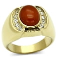 thumbnail image 1 of Bague Homme en Acier Inoxydable IP Gold avec Semi-Précieux en Siam - Taille 9, 1 of 1