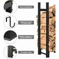 thumbnail image 4 of 8ft Firewood Rack Outdoor Adjustable Heavy Duty Wood Rack Fire Wood Holder for Indoor Storage Fireplace Metal Lumber Organizer Stand Stacker, Black, 4 of 6