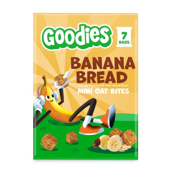 Goodies Banana Bread Mini Oat Bites Kid Snack Bites, Gluten Free & Non-GMO, 7 packs