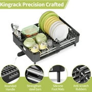 رف تجفيف الأطباق، رف أطباق قابل للتمديد من Kingrack لطاولة المطبخ، مصفاة أطباق قابلة للطي من الفولاذ المقاوم للصدأ موفرة للمساحة