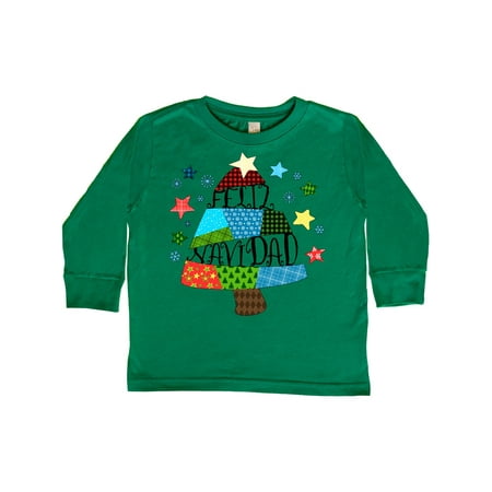 

Inktastic Feliz Navidad Patchwork Tree Quilting Gift Toddler Boy or Toddler Girl Long Sleeve T-Shirt