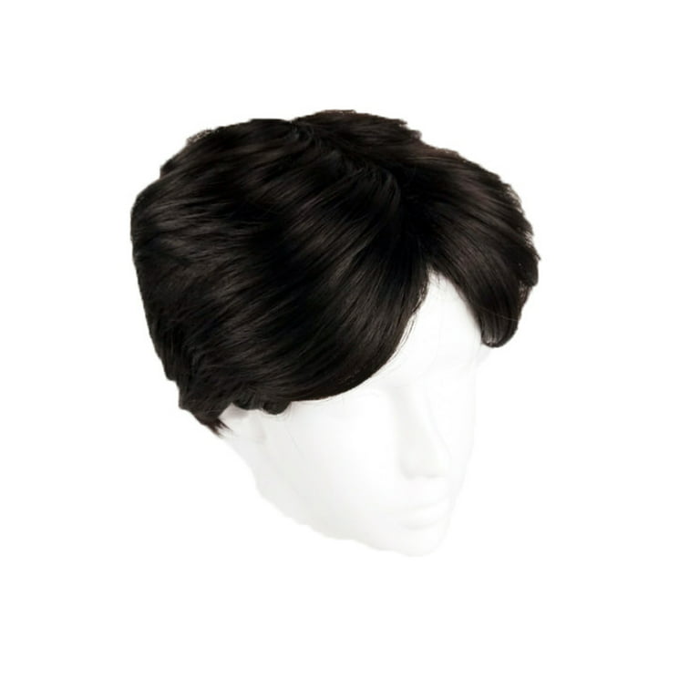 Travelwant Men Wig Short Black Straight Middle Part Synthetic Hair For Male  Guy Everyday Daily Cosplay Party Wigs Cap - Walmart.Com