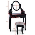 thumbnail image 5 of Gymax Black Makeup Table Vanity Table Set Cushioned Stool Mirror 5 Drawers, 5 of 9